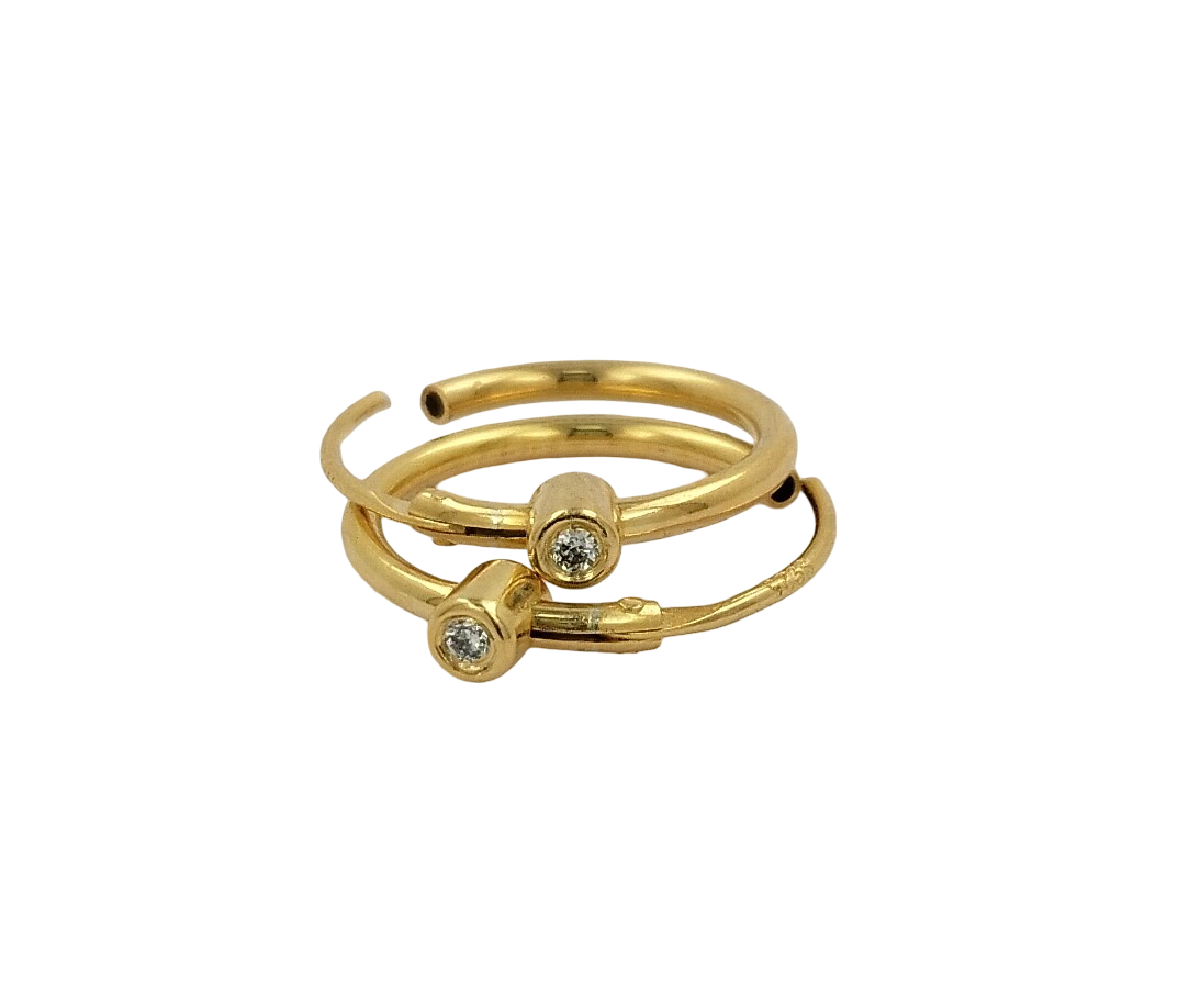 10MM Tube Hoop Earrings with Diamonds in 14K Gold Plated Silver | Best for Daily & Party Wear | Ideal Gift for Loved Ones |Gift For Her