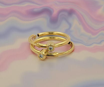 12MM Tube Hoop Earrings with Bezel Set Diamonds in 14K Gold Plated Silver | Best for All Wear | Ideal Gift for Loved Ones |Gift For Her