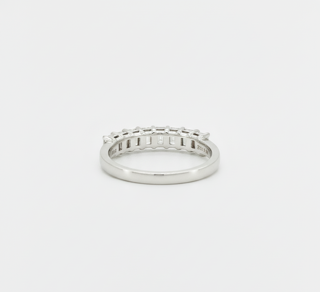 1 CTW Emerald Cut Lab Diamond Wedding Band 14K White Gold | 7-Stone Half Eternity Ring | Christmas Gift | US Size 7