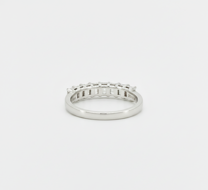 1 CTW Emerald Cut Lab Diamond Wedding Band 14K White Gold | 7-Stone Half Eternity Ring | Christmas Gift | US Size 7