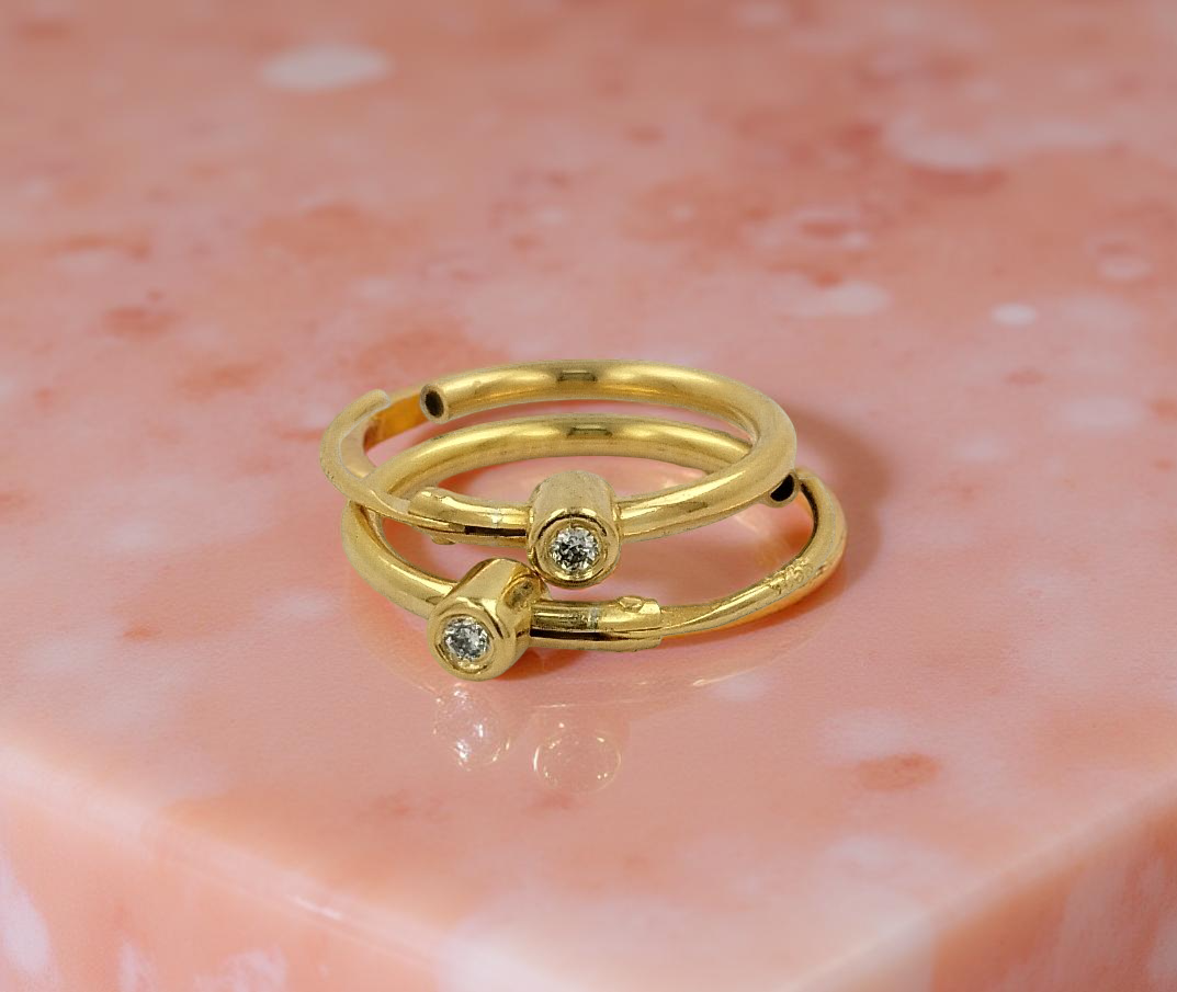 12MM Tube Hoop Earrings with Bezel Set Diamonds in 14K Gold Plated Silver | Best for All Wear | Ideal Gift for Loved Ones |Gift For Her