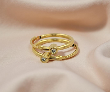 12MM Tube Hoop Earrings with Bezel Set Diamonds in 14K Gold Plated Silver | Best for All Wear | Ideal Gift for Loved Ones |Gift For Her