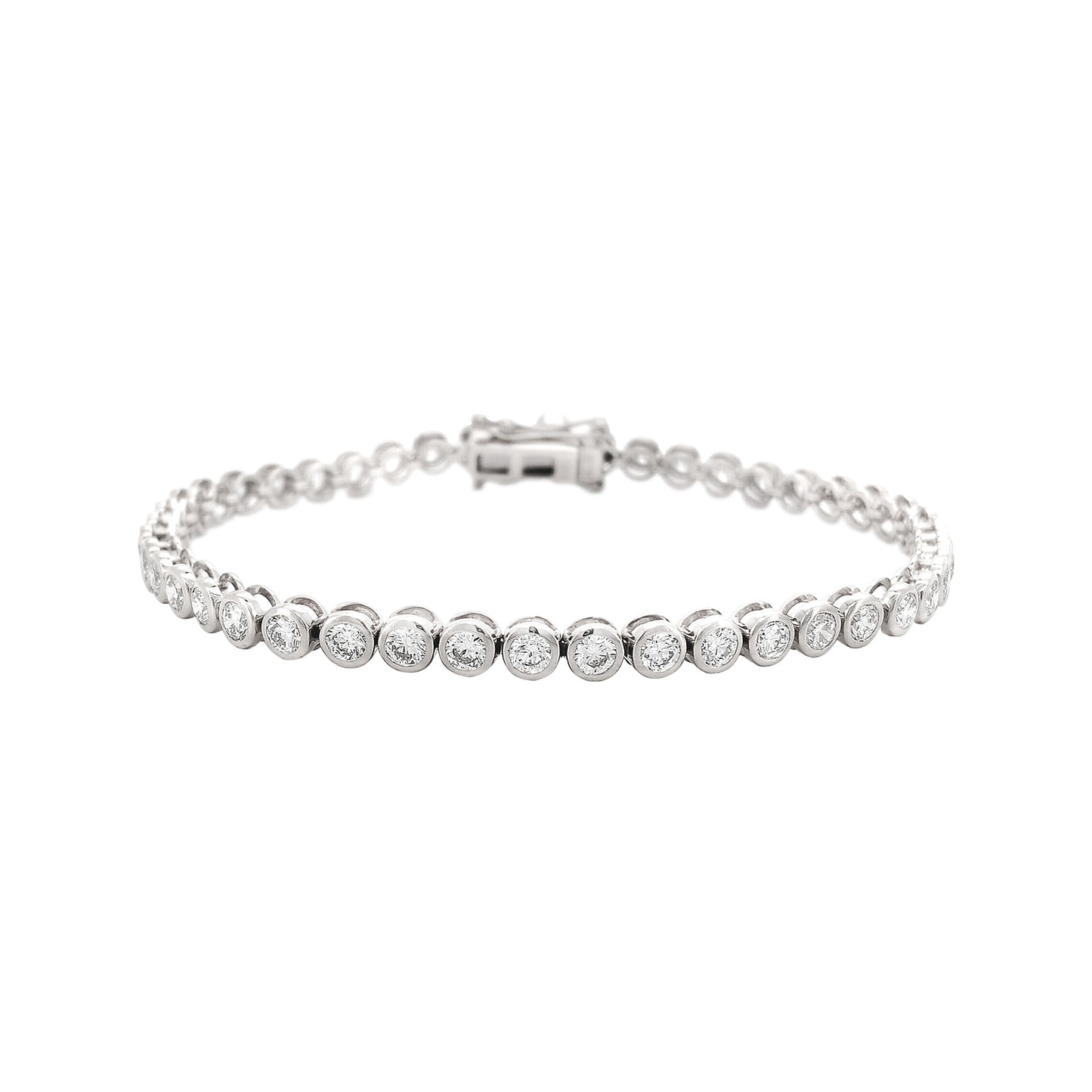 14K Gold Plated Moissanite Tennis Bracelet | Bezel Set Dainty Sparkle | Women's Holiday Gift