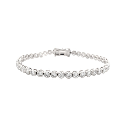 14K Gold Plated Moissanite Tennis Bracelet | Bezel Set Dainty Sparkle | Women's Holiday Gift