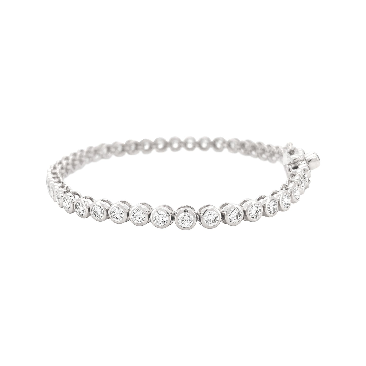 14K Gold Plated Moissanite Tennis Bracelet | Bezel Set Dainty Sparkle | Women's Holiday Gift