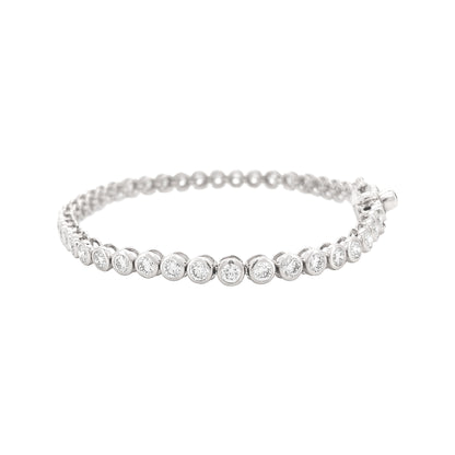 14K Gold Plated Moissanite Tennis Bracelet | Bezel Set Dainty Sparkle | Women's Holiday Gift