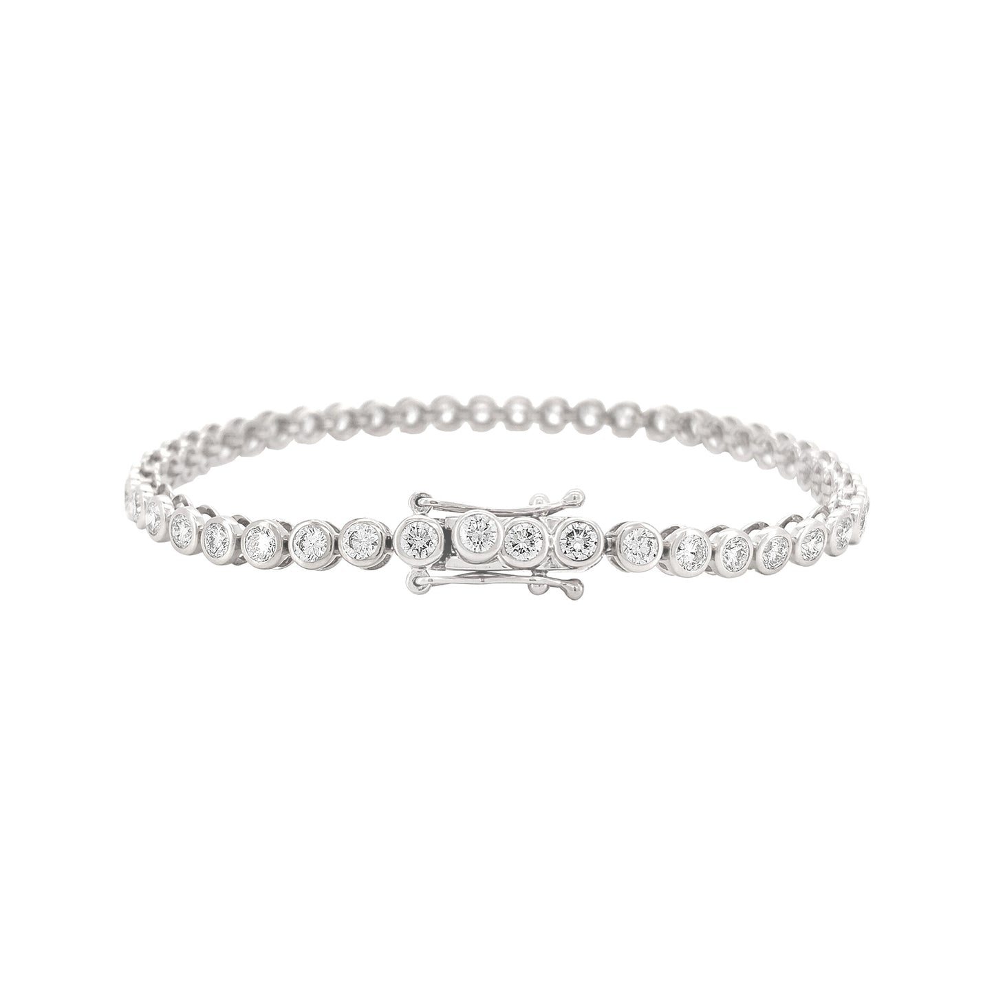 14K Gold Plated Moissanite Tennis Bracelet | Bezel Set Dainty Sparkle | Women's Holiday Gift