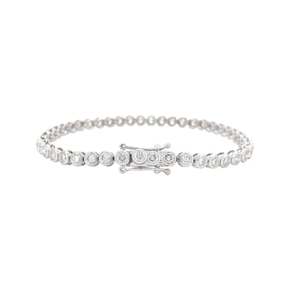 14K Gold Plated Moissanite Tennis Bracelet | Bezel Set Dainty Sparkle | Women's Holiday Gift