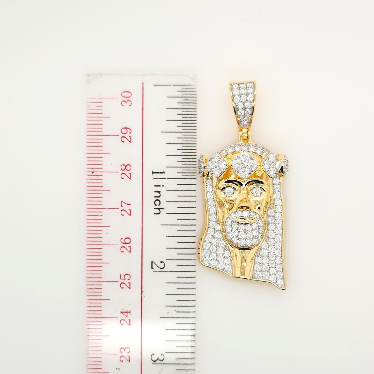 2 Inch Jesus Face Pendant in Moissanite with 14K Yellow Gold Plated Silver |Religious Gift |Gift For Parents |Hip Hop Style|Christmas Gift
