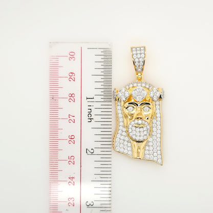 2 Inch Jesus Face Pendant in Moissanite with 14K Yellow Gold Plated Silver |Religious Gift |Gift For Parents |Hip Hop Style|Christmas Gift