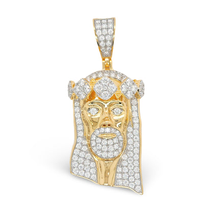 2 Inch Jesus Face Pendant in Moissanite with 14K Yellow Gold Plated Silver |Religious Gift |Gift For Parents |Hip Hop Style|Christmas Gift