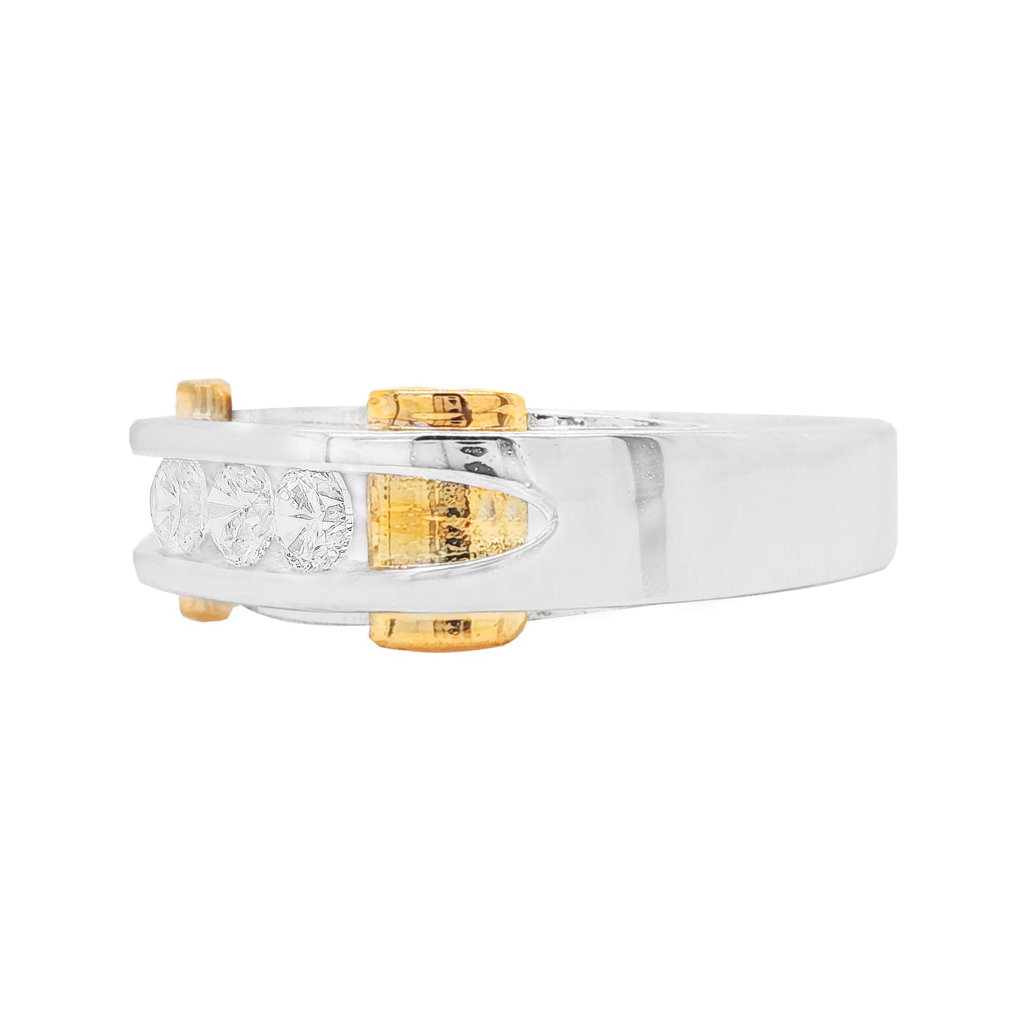 14K Gold Two Tone Mens Lab Grown Diamond Wedding Band, 0.5CT & 1CT Round Cut Silver Anniversary Ring, Unique Geometric Masculine Jewelry