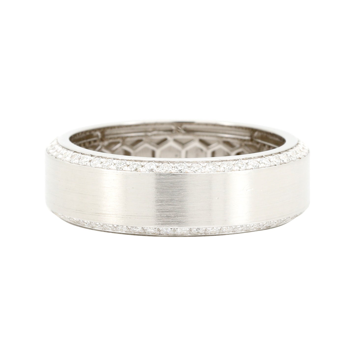 14K Gold Plated Silver Men’s Band with Lab Grown Diamonds | Brushed Finish Wedding Ring | Modern Groom Anniversary Ring