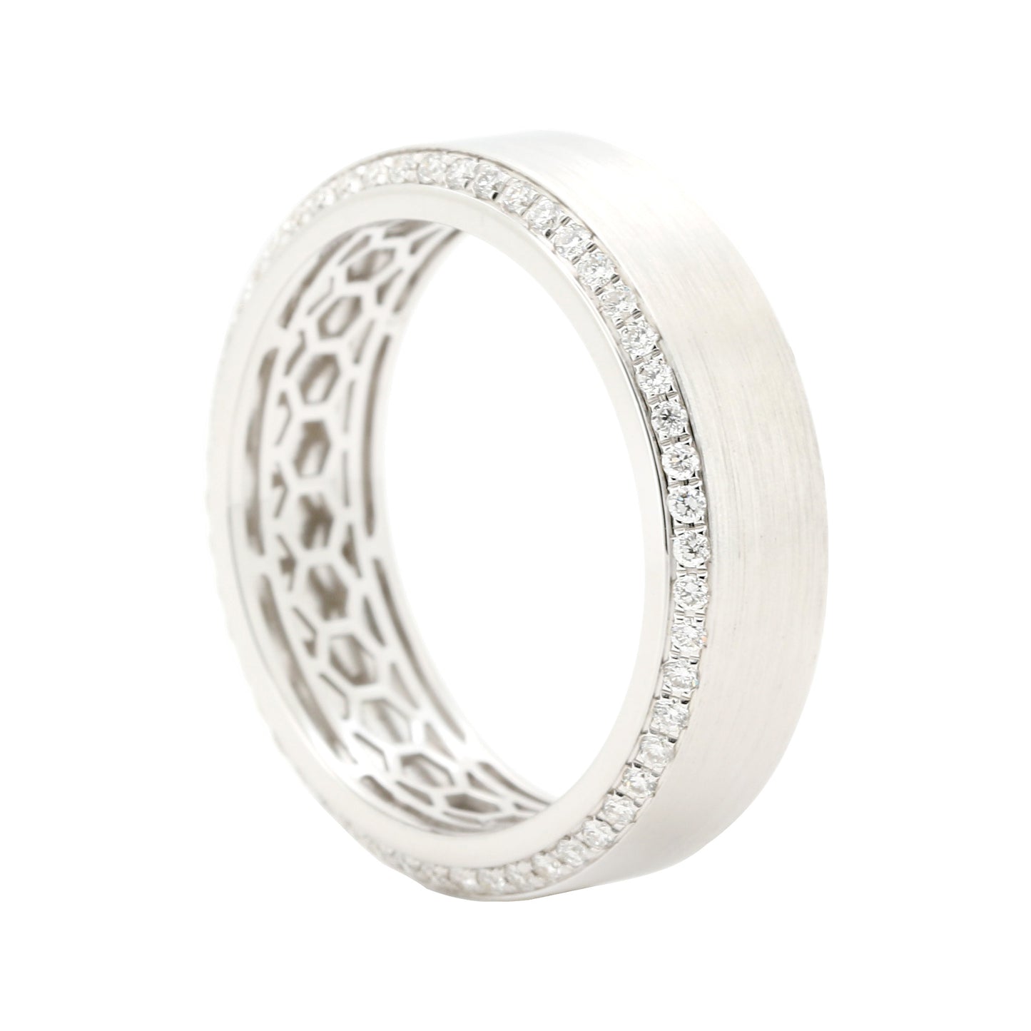 14K Gold Plated Silver Men’s Band with Lab Grown Diamonds | Brushed Finish Wedding Ring | Modern Groom Anniversary Ring