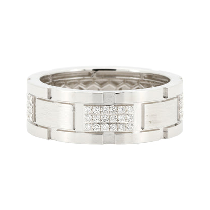 Men's Geometric Band Ring, 14K Gold Plated Sterling Silver, Lab Diamond Eternity Band, CNC Finish, Modern Wedding Gift