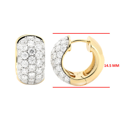 Pave Moissanite Huggie Hoops | 14K Gold Plated Silver Earrings | Choose Your Size: 14.5MM or 16MM | Diamond Alternative Gift