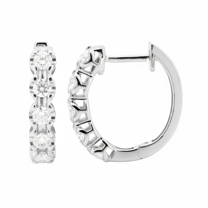 1/2 CTW Moissanite Huggie Hoop Earrings in 14K Gold Plated Silver, 11.5mm Dainty Diamond Hoop, Brilliant Cut, Christmas Gift for Her