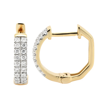 Dainty Moissanite Diamond Huggie Earrings 14K Gold Plated Silver | Pave Set Small Hoops | Gift for Her