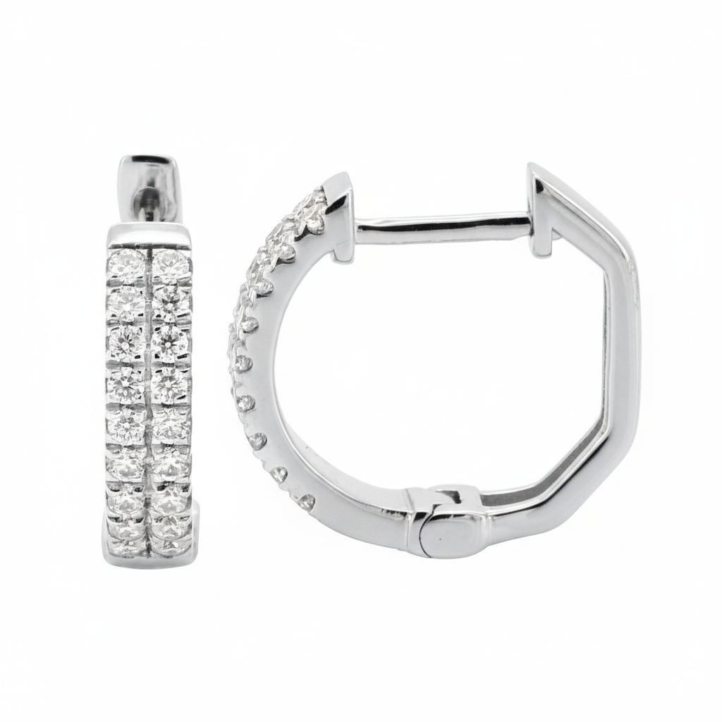 Dainty Moissanite Diamond Huggie Earrings 14K Gold Plated Silver | Pave Set Small Hoops | Gift for Her