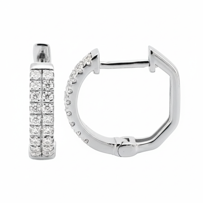 Dainty Moissanite Diamond Huggie Earrings 14K Gold Plated Silver | Pave Set Small Hoops | Gift for Her