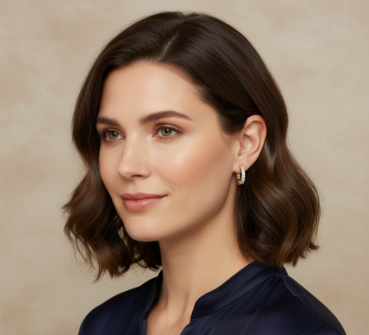 14K Gold Plated 11mm Huggie Earrings, 1/4CTW Moissanite Diamond Hoop, Delicate Prong Set Tiny Dainty earrings, Gift for Her