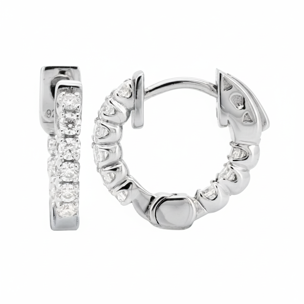 14K Gold Plated 11mm Huggie Earrings, 1/4CTW Moissanite Diamond Hoop, Delicate Prong Set Tiny Dainty earrings, Gift for Her