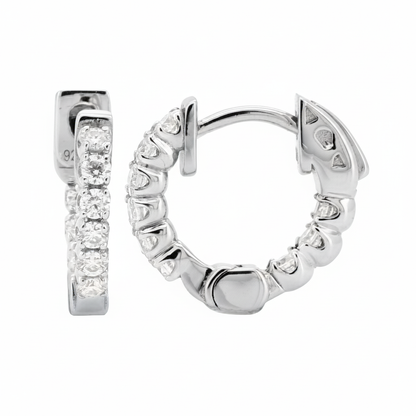 14K Gold Plated 11mm Huggie Earrings, 1/4CTW Moissanite Diamond Hoop, Delicate Prong Set Tiny Dainty earrings, Gift for Her