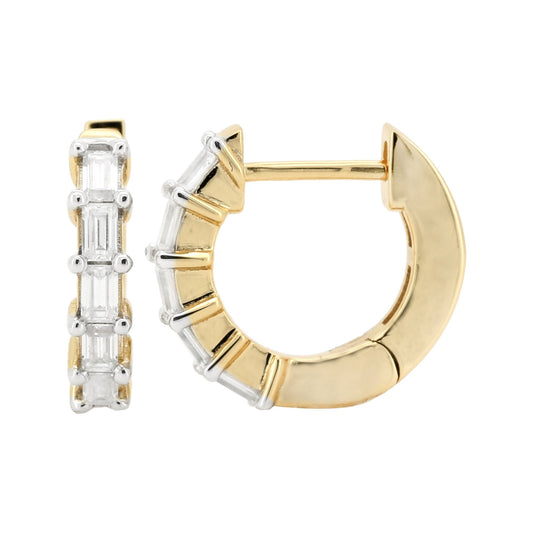 14K Gold Plated Moissanite Huggie Hoop Earrings | Sterling Silver, Dainty