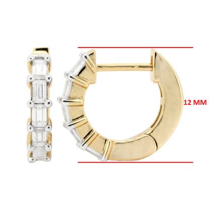 14K Gold Plated Moissanite Huggie Hoop Earrings | Sterling Silver, Dainty