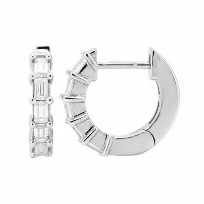 14K Gold Plated Moissanite Huggie Hoop Earrings | Sterling Silver, Dainty