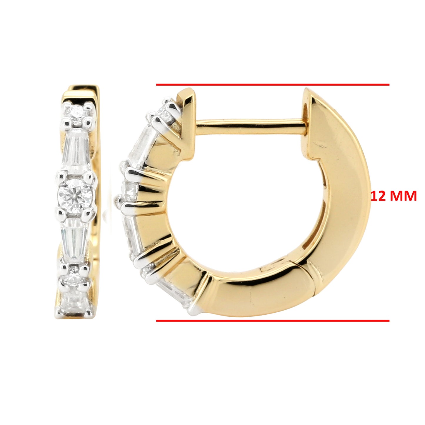 Moissanite Huggie Hoop Earrings, 14K Gold Plated Sterling Silver, Minimalist Ear Stack