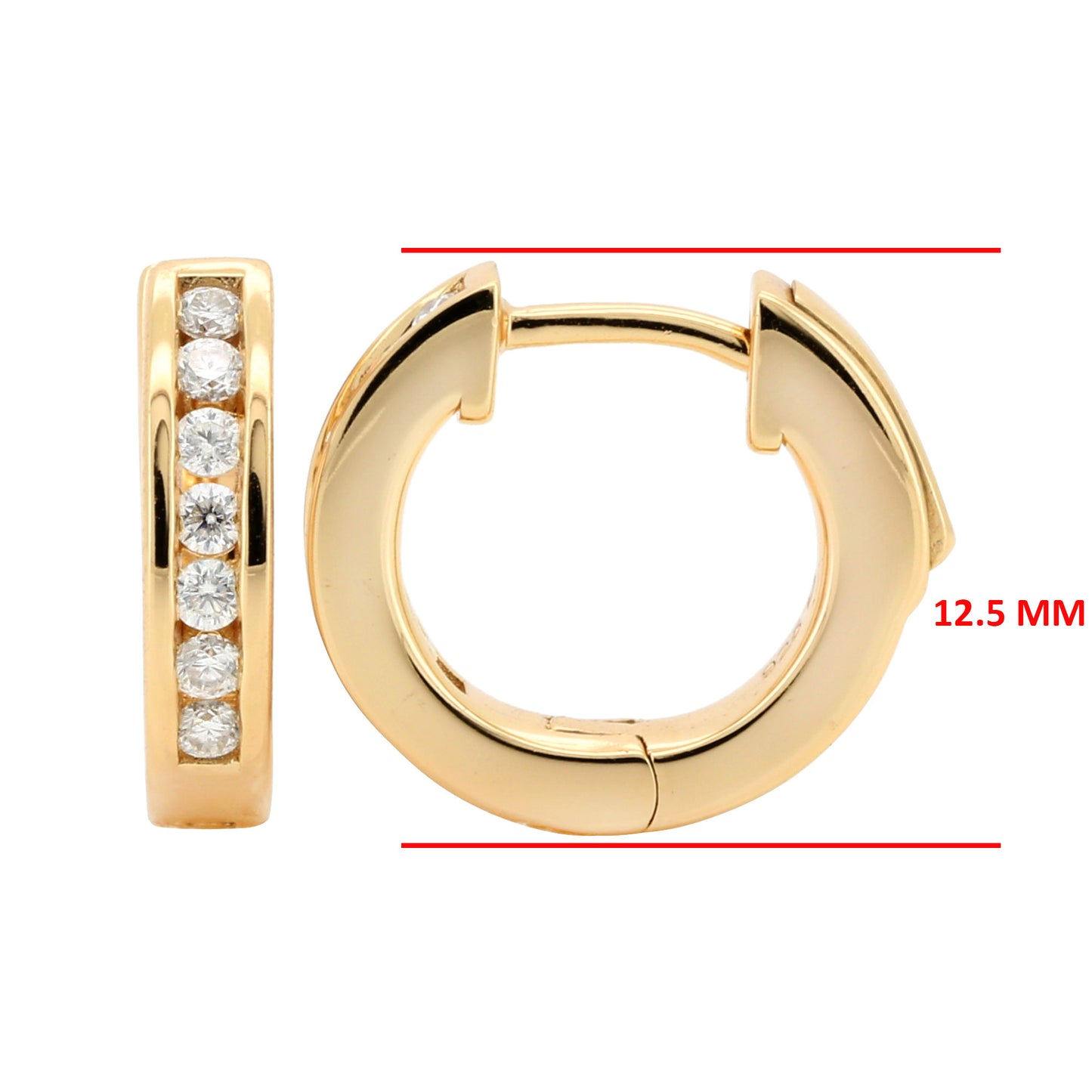 14K Gold Plated Moissanite Huggie Earrings, Pave Hoops