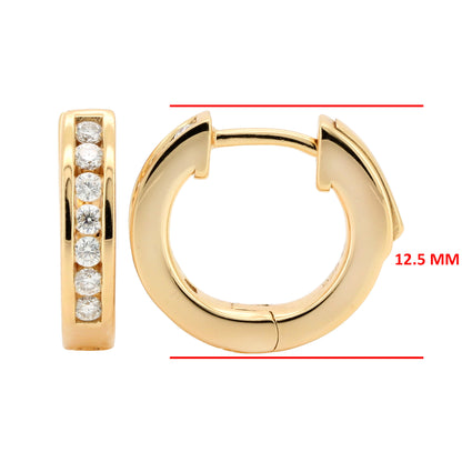 14K Gold Plated Moissanite Huggie Earrings, Pave Hoops