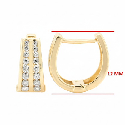 14K Gold Plated Huggie Earrings, Sterling Silver Moissanite Hoops