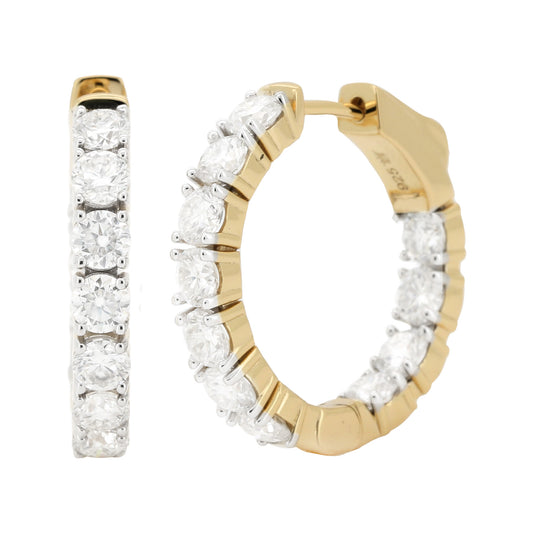 Elegant  Brilliant Cut Prong-Set Moissanite Diamonds 14K Gold Plated Sterling Silver Hoop Earrings for Women | Available sizes 22MM 36MM 45MM