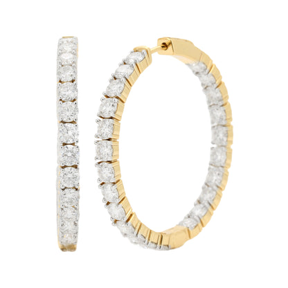 Elegant  Brilliant Cut Prong-Set Moissanite Diamonds 14K Gold Plated Sterling Silver Hoop Earrings for Women | Available sizes 22MM 36MM 45MM