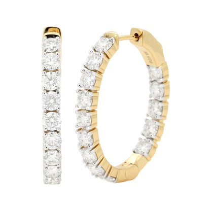 Oval Shape Hoop Earrings |14K Gold Plated Silver with  Brilliant Cut Moissanite Diamond |Three Size Available |Gift for Her