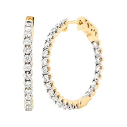 Eternity Moissanite Diamond Hoop Earrings - 14K Gold Plated Silver Dazzling Brilliant Cut | Prong Set Statement Hoops | Size- 19.5MM & 27 MM