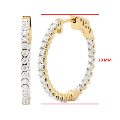 14K Gold Plated Silver Moissanite Diamond Oval Shape Hoop Earrings | 20MM, 25MM, 29MM Sizes | Prong Set Brilliant Cut Hoops | Dainty Diamond Hoops