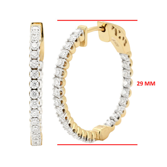 14K Gold Plated Silver Moissanite Diamond Oval Shape Hoop Earrings | 20MM, 25MM, 29MM Sizes | Prong Set Brilliant Cut Hoops | Dainty Diamond Hoops