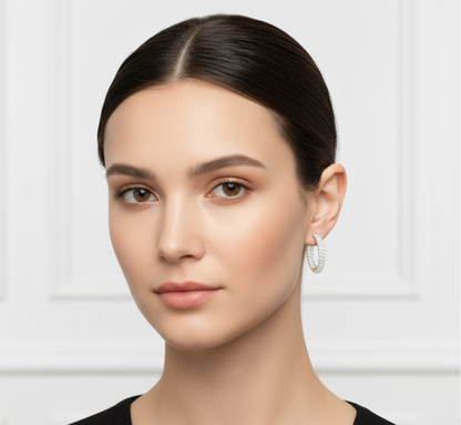 Two-Row Moissanite Inside Out Hoop Earrings, 14K Gold Plated Silver, Circular Shape Prong Set, Size 23MM  & 31MM