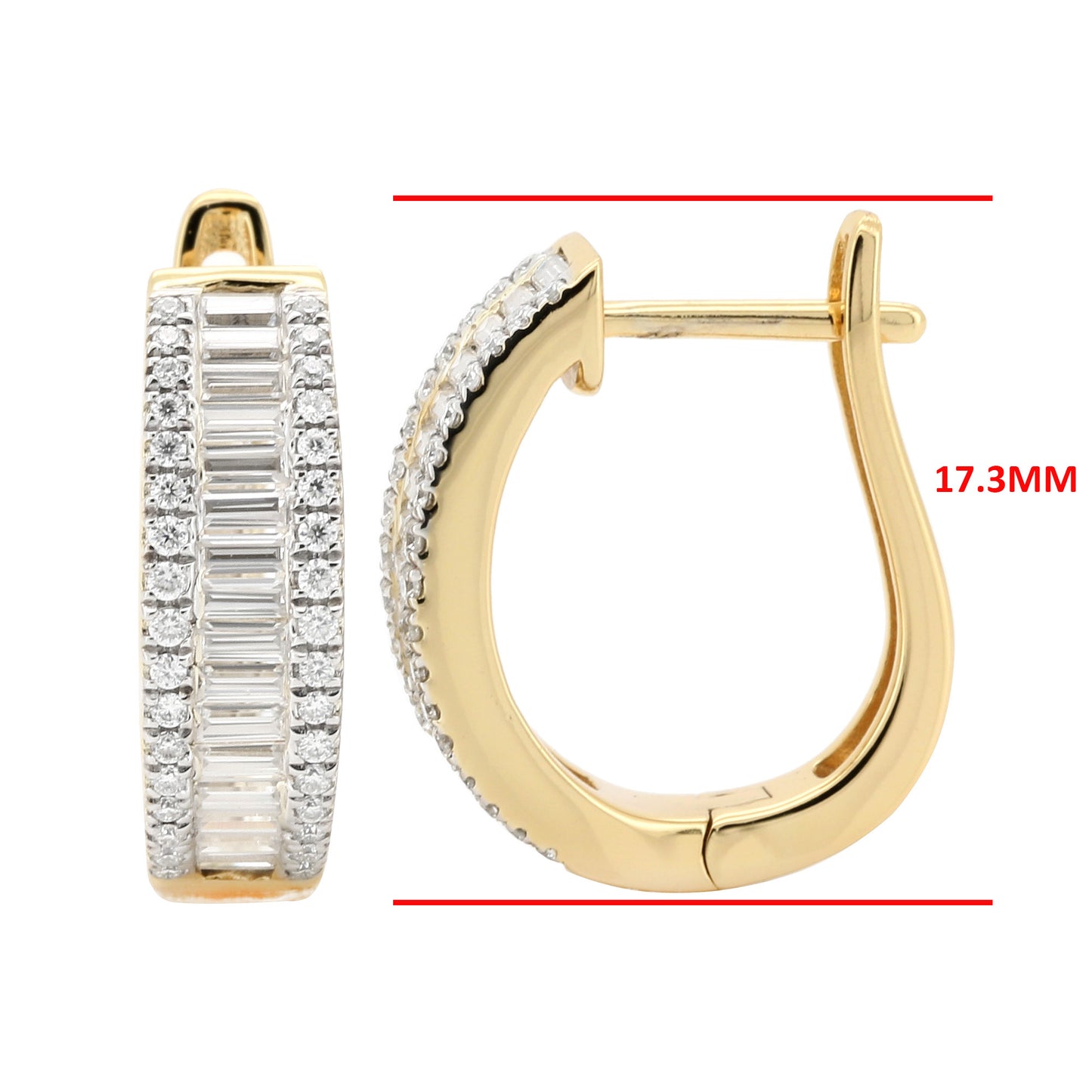 1CTW Moissanite Baguette Huggie Earrings, 14K Gold Plated Silver, Christmas Give Away, Bridal Wedding Jewelry Gift for Her