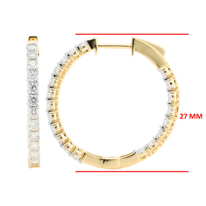 Brilliant Cut Moissanite Inside-Out Circular Hoop Earrings | 14K Gold Plated Silver Eternity Hoops | Dainty Diamond | Size- 27MM & 29MM