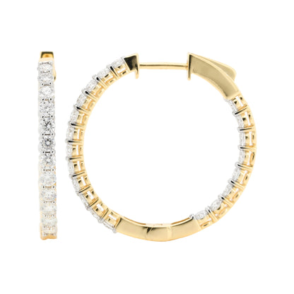 Brilliant Cut Moissanite Inside-Out Circular Hoop Earrings | 14K Gold Plated Silver Eternity Hoops | Dainty Diamond | Size- 27MM & 29MM
