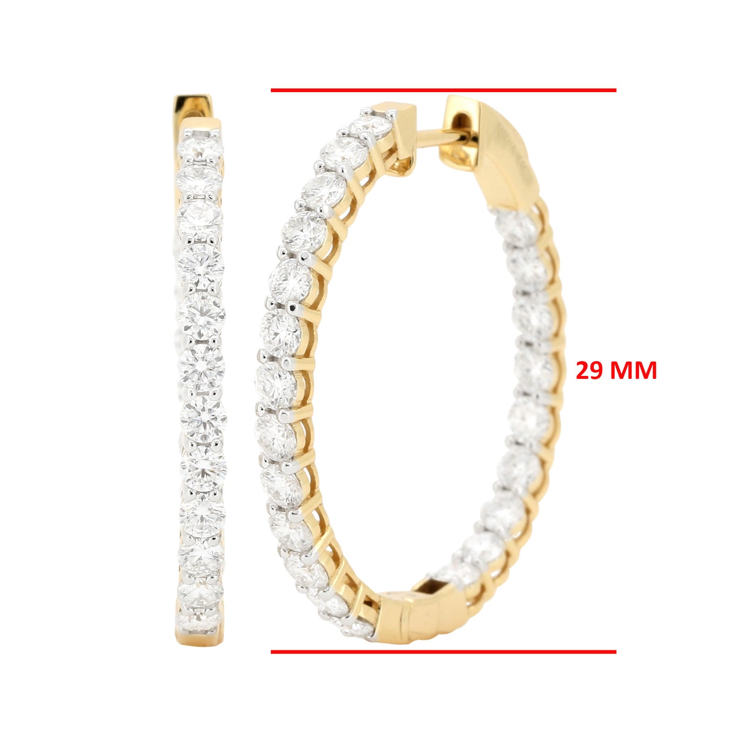 Brilliant Cut Moissanite Inside-Out Circular Hoop Earrings | 14K Gold Plated Silver Eternity Hoops | Dainty Diamond | Size- 27MM & 29MM