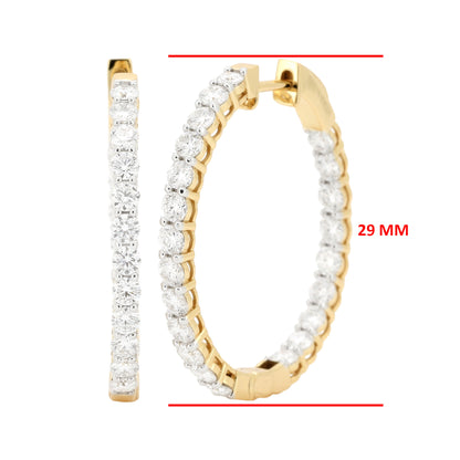 Brilliant Cut Moissanite Inside-Out Circular Hoop Earrings | 14K Gold Plated Silver Eternity Hoops | Dainty Diamond | Size- 27MM & 29MM