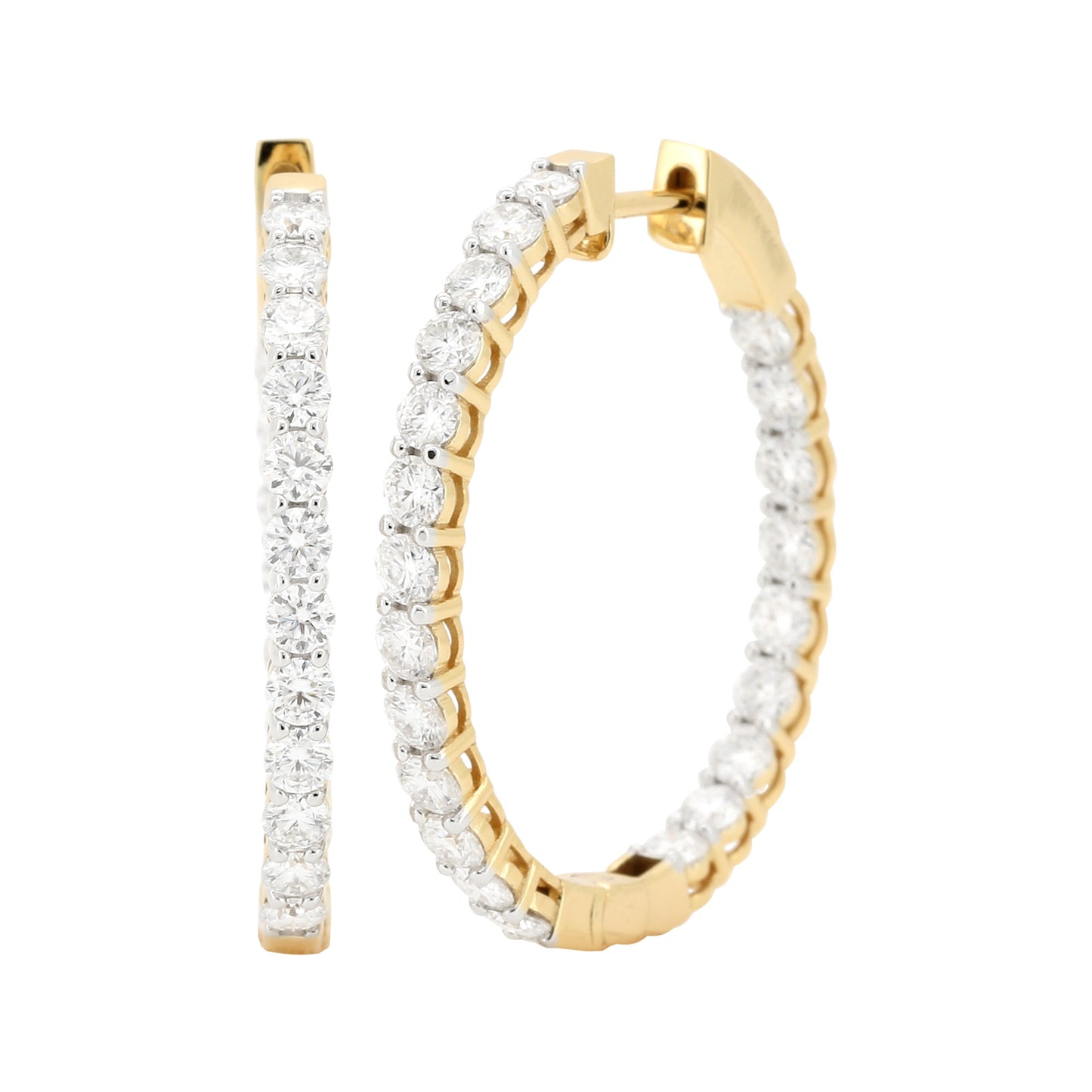 Brilliant Cut Moissanite Inside-Out Circular Hoop Earrings | 14K Gold Plated Silver Eternity Hoops | Dainty Diamond | Size- 27MM & 29MM