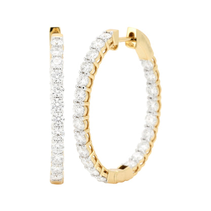 Brilliant Cut Moissanite Inside-Out Circular Hoop Earrings | 14K Gold Plated Silver Eternity Hoops | Dainty Diamond | Size- 27MM & 29MM