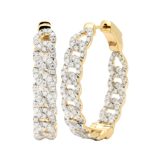 14K Gold Plated Twisted Hoop Earrings with Moissanite Diamond Accents – Elegant Braided Design for Timeless Glamour Accessories
