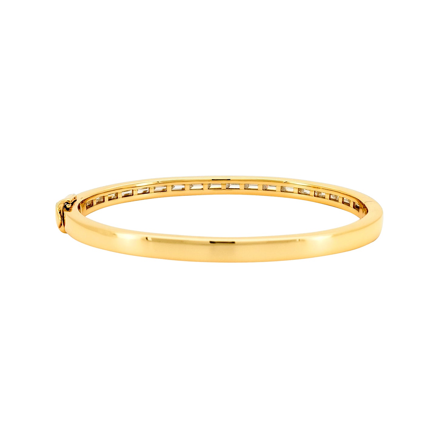 18K Gold-Plated Silver 2 1/2 CTW Moissanite Bangle: Baguette-Cut Cuff Bracelet
